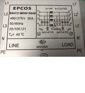 NOISE FILTER EPCOS Siemens Definition Flash / Definition AS CT Scanner P/n B84131 M0001 R048
