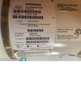MegalixCat 125/15/40/80-122GW X-Ray Tube Siemens Axiom Artis  Cath Angio P/n 5765222 , 3800351