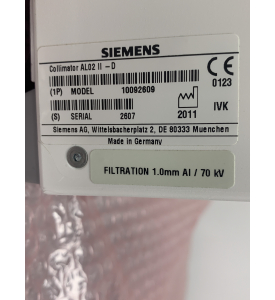 Collimator AL-02 II -D Siemens Axiom Luminos dRF, Ysio X-Ray P/n 10092609