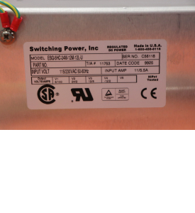 Switching Power Regulated DC Power Input Volt 115/230VAC 50-60Hz Input AMP 11/5.5A P/n ESQ-5HC-24M-12M-12L-U