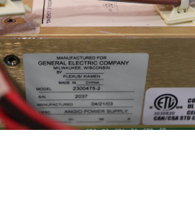 GE Innova 3100/4100 Cath Angio Lab Angio Power Supply w/ Power Supply Control BD 2279345 P/n 2300475-2 